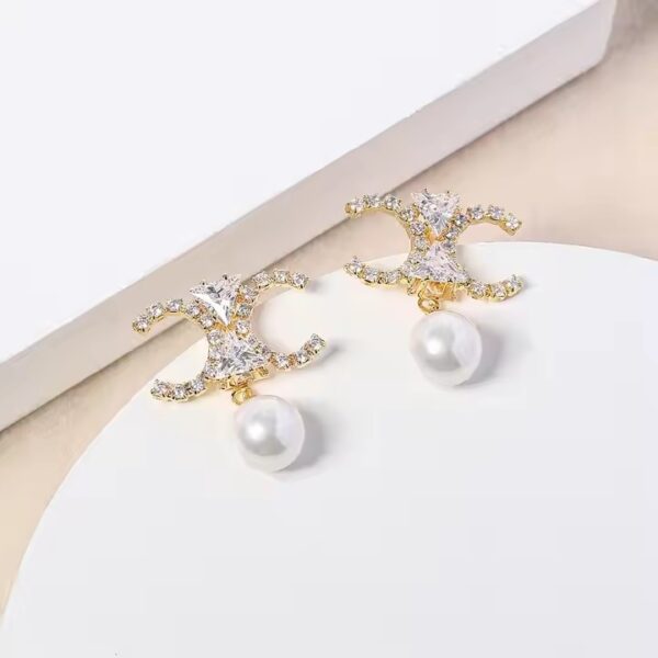 Future Angel New Gold Plated Women's Earrings Pearl Zircon Tie Party Jewelry Couple Gifts - Image 4