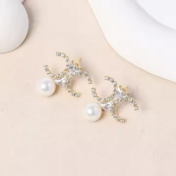 Future Angel New Gold Plated Women's Earrings Pearl Zircon Tie Party Jewelry Couple Gifts - Image 3