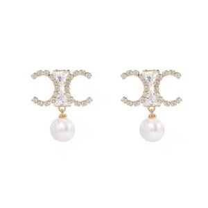 Future Angel New Gold Plated Women's Earrings Pearl Zircon Tie Party Jewelry Couple Gifts