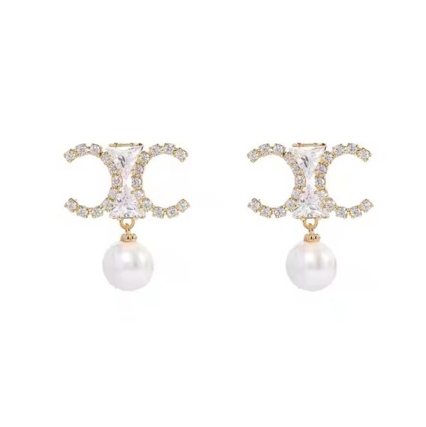 Future Angel New Gold Plated Women's Earrings Pearl Zircon Tie Party Jewelry Couple Gifts