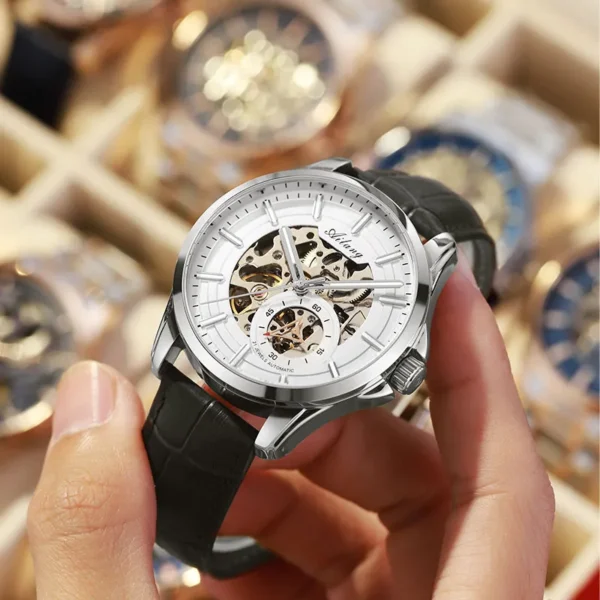 AILANG Couple watches, a pair of fine steel hollow back transparent watches, retro, simple, fashionable and versatile automatic mechanical movement - Image 6