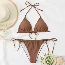 Female Swimwear Split Summer Beachwear Sexy Tie Backless Swimsuit Two Piece Sets For Ladies Thong Bikinis Sets kyпaльHИK