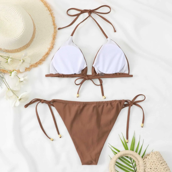 Female Swimwear Split Summer Beachwear Sexy Tie Backless Swimsuit Two Piece Sets For Ladies Thong Bikinis Sets kyпaльHИK - Image 2