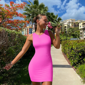Sexy Sleeveless Vest Dresses For Women New Summer Fashion Solid Color Slimming Bodycon Tight Mini Wrap Hip Dress