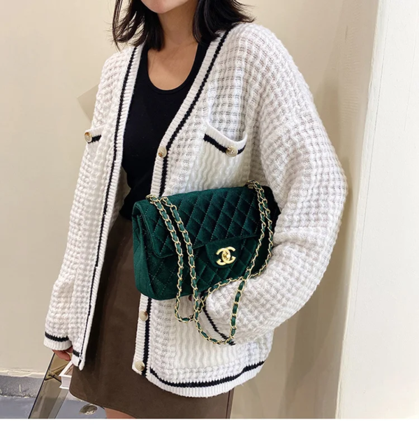 Chain Bag Xiaoxiangfeng Shoulder Bag 2025 New Diamond Grid Embroidery Line Fashionable Commuting Crossbody Bag Men's Bag - Image 2