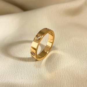 Stainless Steel Rose Gold Color Love Ring for Women Men Couple Shiny Zircon Rings Jewelry